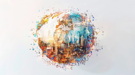 image of a digital world of opportunities in a white background