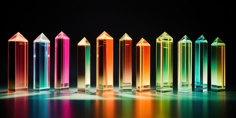 Obraz premium Colorful glass prisms reflecting light