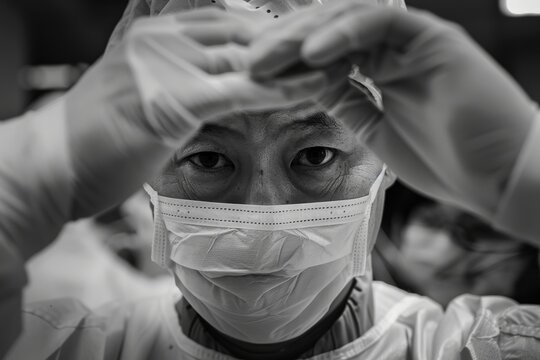 An intentional blur effect on a doctor with clear focus on a blank sign, conveying a space for custom messages