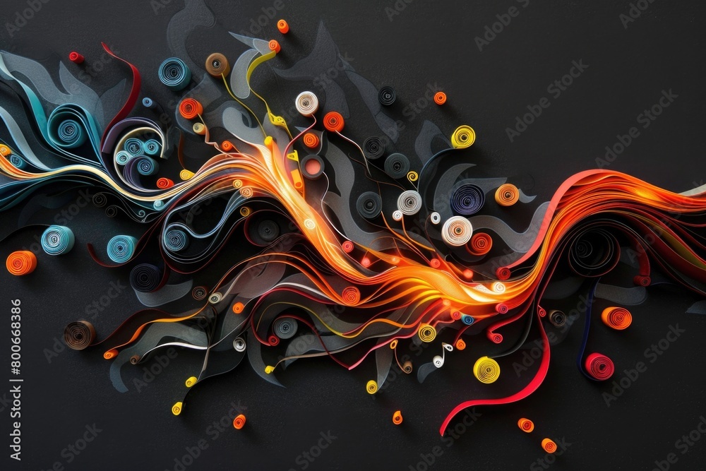 Fototapete vibrant and eye-catching design on a dark backdrop, perfect for adding a pop of color to any project