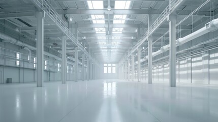 large modern white warehouse interior