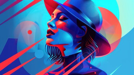 youth and lively in Memphis style, blue gradient background