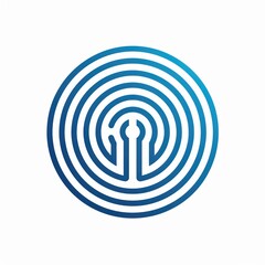 minimal symbol of a labyrinth in blue shade and flat design in white background
