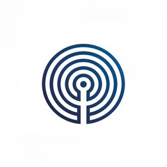 minimal symbol of a labyrinth in blue shade and flat design in white background
