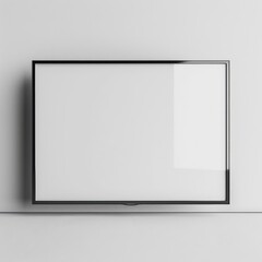 Obraz premium mockup of a thin black picture frame border with a blank screen in light interiors