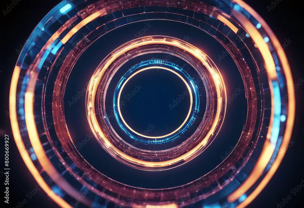 Poster 'background blue dark lines circular colorful abstract line futuristic technology round tech graphic