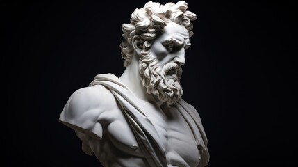 Dramatic Marble Sculpture of Bearded Man