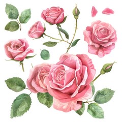 pink roses clipart elements like minimal watercolor