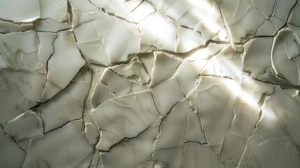 The close-up photo captures the intricate patterns of fractured ice bathed in sunlight, conveying themes of transformation