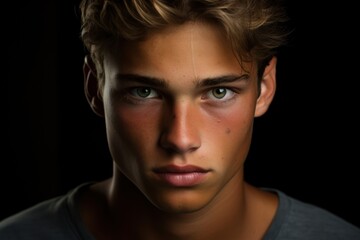 Intense Gaze of a Young Man