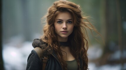 Naklejka premium Captivating Portrait of a Young Woman