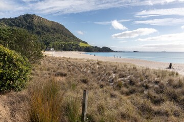 San dunes and beach of Mount Maunganui, Bay Of Plenty, New Zealand