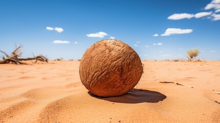 Coconut on desert sand