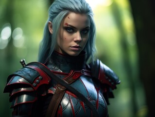 Obraz premium Futuristic warrior in a forest