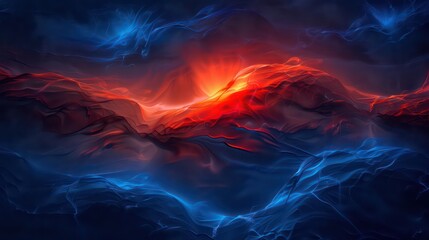 blue waves collide dark background