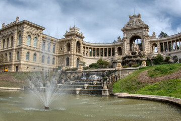 View of the stunning Palais Longchamp,  (Longchamp palace), a monument located in Marseille, France.