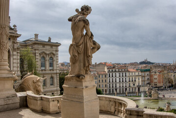 View of the stunning Palais Longchamp,  (Longchamp palace), a monument located in Marseille, France.