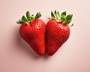Ripe, juicy strawberries on a pink background