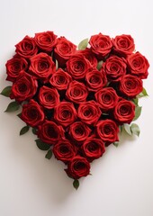 Heart-shaped bouquet of red roses