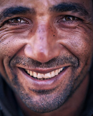 Close-Up Smiling Detailed Late 30s Early 40s Indian or Latin American Man