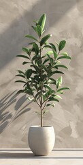 plants tree pot, 3D realistic tree with leaves