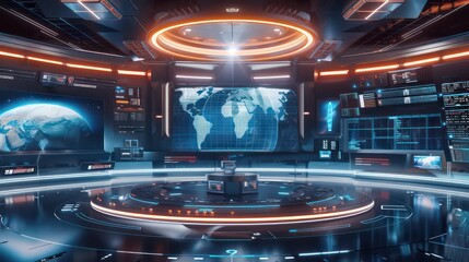 Obraz premium modern and futuristic news set studio
