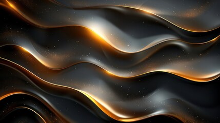 gold and black background with curvatures, bold lines, light white and dark black, sleek lines, rim light
