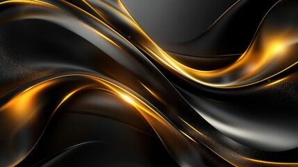 gold and black background with curvatures, bold lines, light white and dark black, sleek lines, rim light