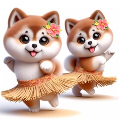 Fototapeta premium Tanzender Akita Inu