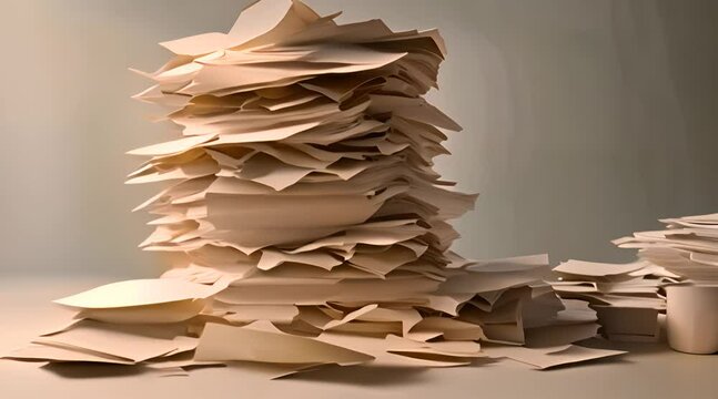 Large pile of waste paper for recycle