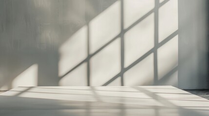 Obraz premium Shadow overlay effect background, light and shadow outside the window. Shadow overlay effect and model of natural lightning inside the room