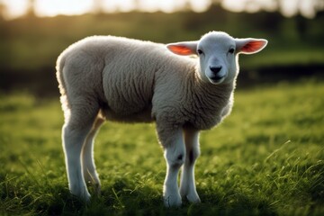 green grass meadow grazing lamb shear soft aries agriculture mammal white lawn sheepskin wool head yarrow amusing gaze farm beast ewe sheep cute portrait woolly farming stare young look breeding face'