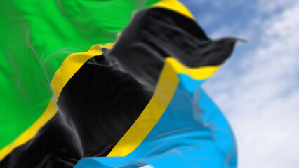 Tanzania national flags waving in the wind