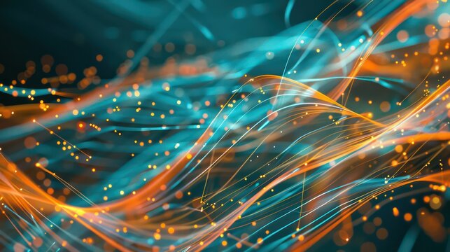 abstract with lines power bi dashboard, teal and orange an intricate data visualization masterpiece