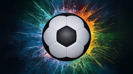Fototapeta premium soccer ball in colorful flames