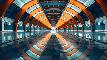 Symmetrical shot of an airport.