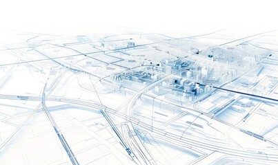 city map, transport infrastructure schemes, digital thin lines, geometric subtle elements, interface-like, white background