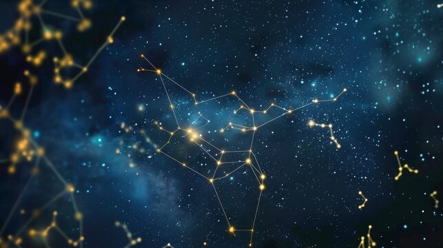 The night sky is filled with a dazzling display of shimmering stars each one representing a different zodiac sign in its alchemical . .