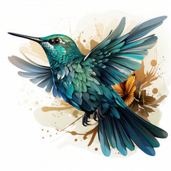Obraz premium Watercolor Hummingbird vector, clipart Illustration, Generative Ai