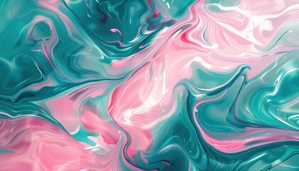 liquid marble fluid painting pink and teal swirly lunar ripples iridescent