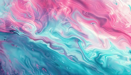 Fototapeta na wymiar liquid marble fluid painting pink and teal swirly lunar ripples iridescent