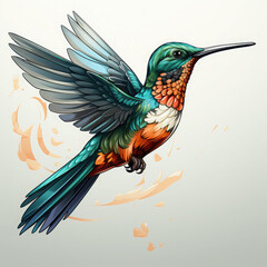 Watercolor Hummingbird vector, clipart Illustration, Generative Ai