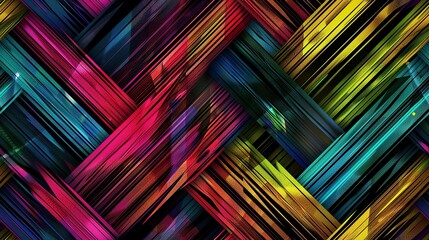 MULTICOLORED LINES MAKING GEOMETRIC PATTERNS ON BLACK BACKGROUND