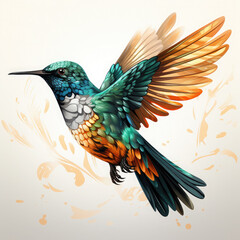 Obraz premium Watercolor Hummingbird vector, clipart Illustration, Generative Ai