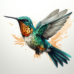 Obraz premium Watercolor Hummingbird vector, clipart Illustration, Generative Ai