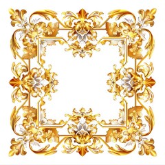golden frame frame traditional tattoo style on white background