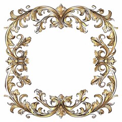 golden frame frame traditional tattoo style on white background