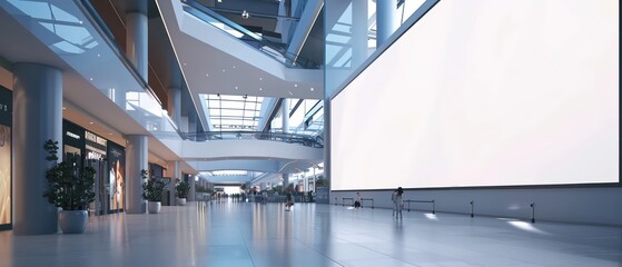 white blank screen mockup huge shopping mall center