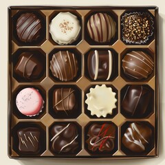 Fototapeta premium delicious assortment of chocolates in an illustrated box
