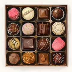 delicious assortment of chocolates in an illustrated box